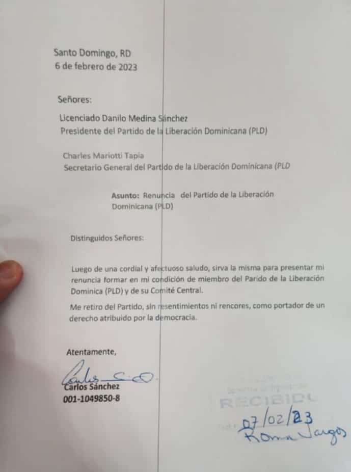 Diputado Carlos S Nchez Y Otros Militantes Dejan El Pld Diario Libre