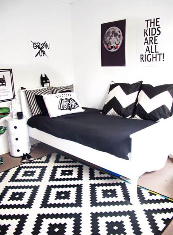 Cómo decorar habitaciones de adolescentes en blanco y negro