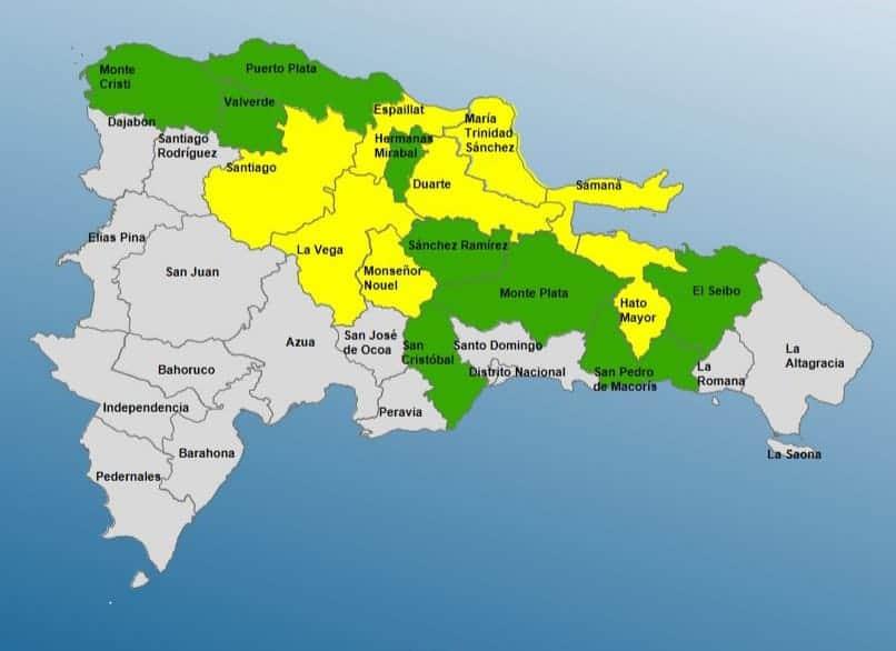 COE disminuye a ocho las provincias en alerta amarilla