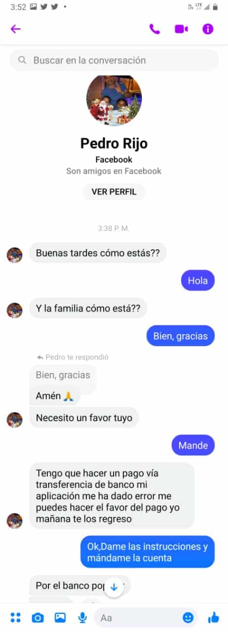El presunto estafador usa la excusa de que la aplicación del banco le da error.