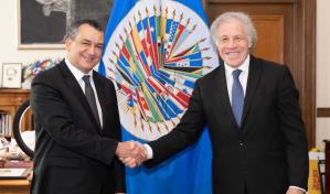 Presidente JCE se re&uacute;ne con el secretario general de la OEA en Estados Unidos