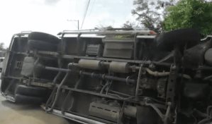 Carrera entre autobuses por recoger un pasajero en Navarrete termina con ocho heridos