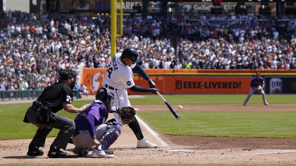 Hit 3 mil de Cabrera ayudó a paliza de Detroit sobre Colorado