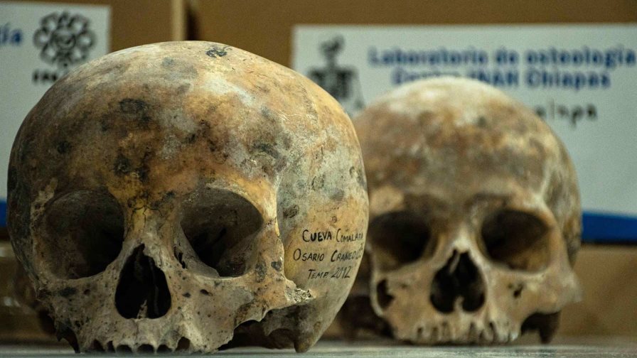 Descubren 150 cráneos de un posible altar maya en el sur de México