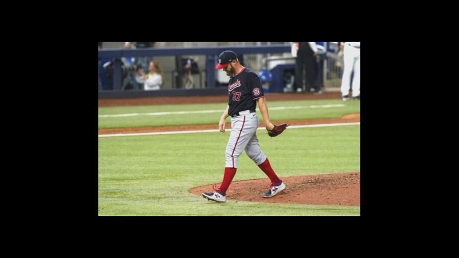 Strasburg abre por 1ra vez en el año y cae ante Marlins