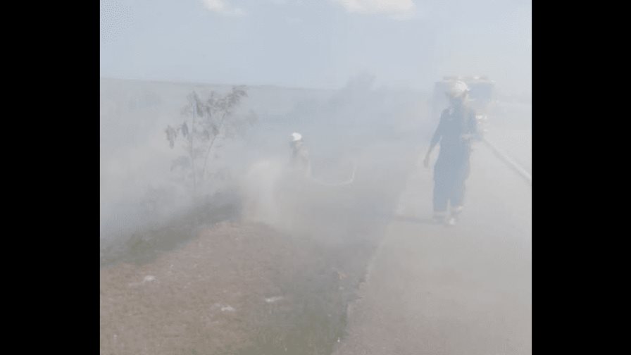 Sofocan incendio forestal en la Autopista del Coral Sofocan incendio forestal en la Autopista del Coral