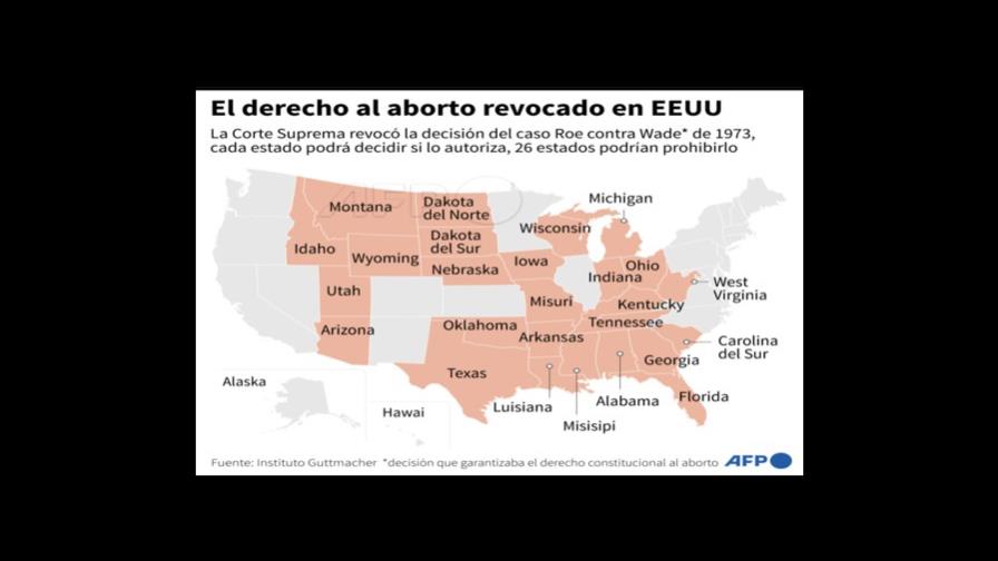 Los 26 estados de Estados Unidos que podrían prohibir el aborto