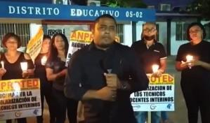 Técnicos docentes realizan encendido de velas en demanda al pago del 10% y la regularización de más de dos mil profesionales en SPM