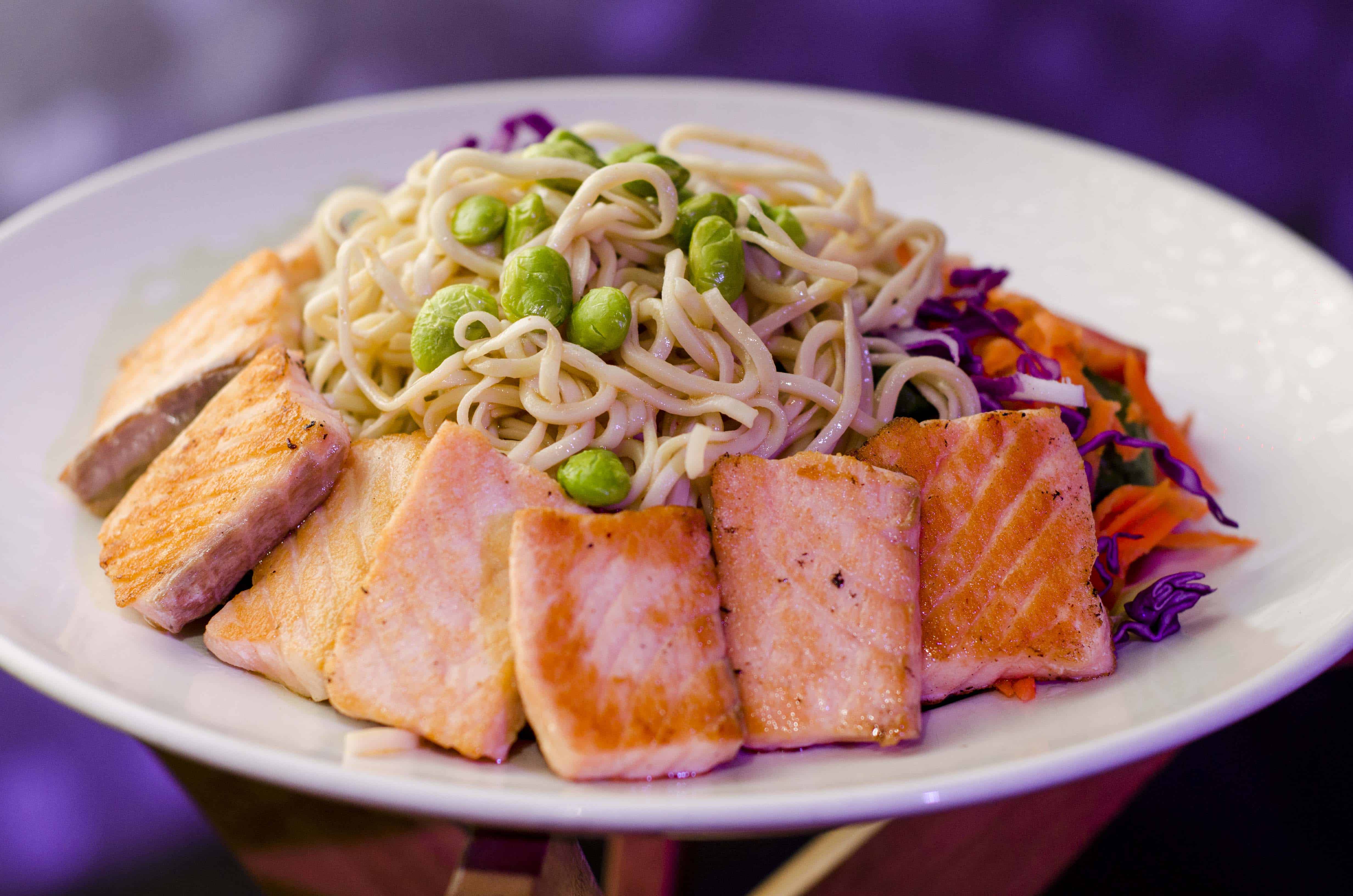 Grilled Salmon Noodle Bowl.