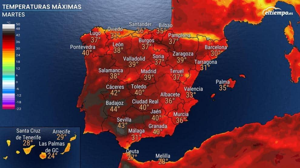 El calor extremo sigue hasta el lunes en España, con máximas de más de 40º