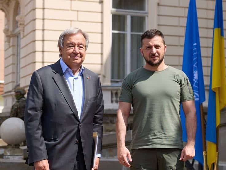 Guterres y Zelenski se reúnen en Kiev para abordar búsqueda de paz justa
