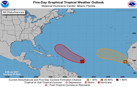 Zona de aguaceros al este de las Antillas Menores podría convertirse en depresión tropical, según Centro Nacional de Huracanes