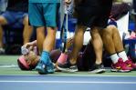 Nadal sangra tras sufrir un raquetazo en la nariz en US Open