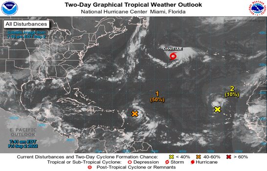 Avión caza huracanes investigará sistema en Antillas Menores con probabilidad de 50 % de ciclón