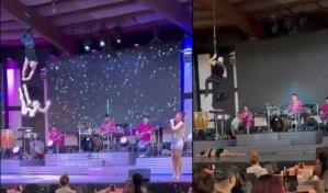 Video | Acr&oacute;bata cae de las alturas en pleno show y nadie la auxilia