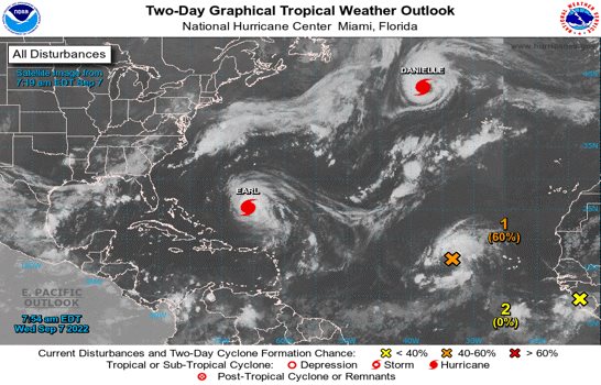 Vaguada generada por huracán Earl provocará aguaceros en la tarde y noche de este miércoles