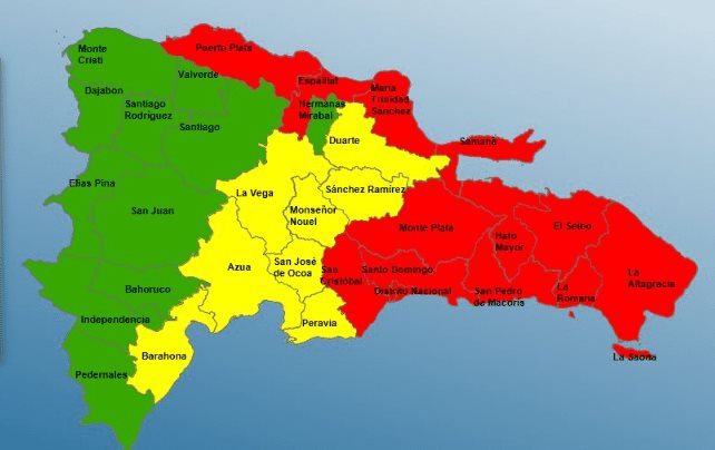 Todas las provincias en República Dominicana están bajo alerta meteorológica