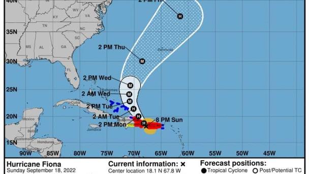 Fiona enfila a tocar tierra en el este de República Dominicana