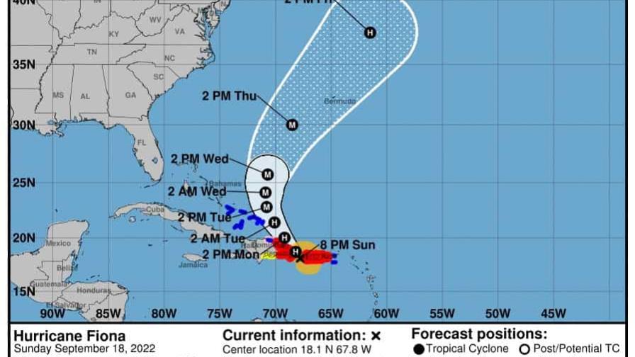 Fiona enfila a tocar tierra en el este de República Dominicana