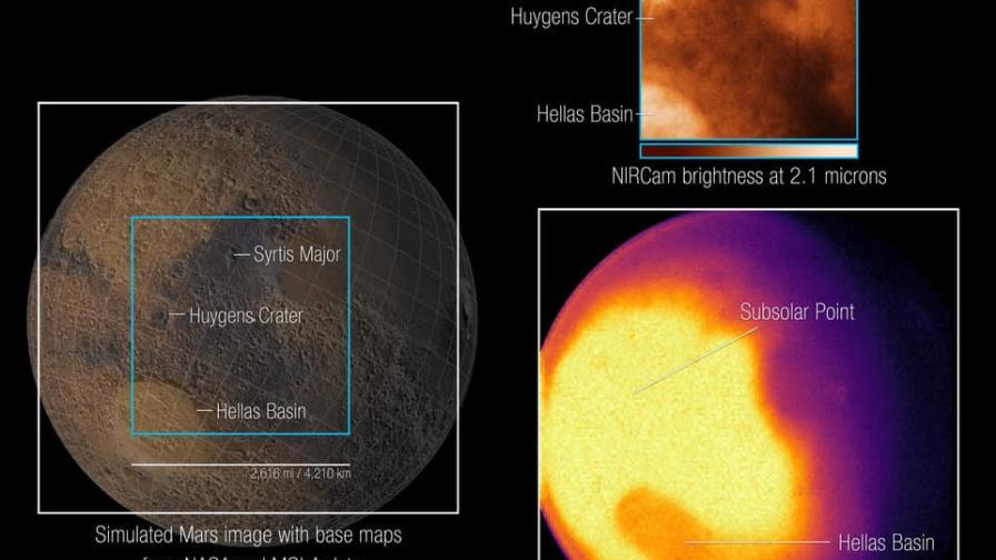 Telescopio espacial Webb capta imágenes de Marte