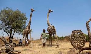 Artistas de Zimbabue convierten plantas invasoras en bestias fantásticas