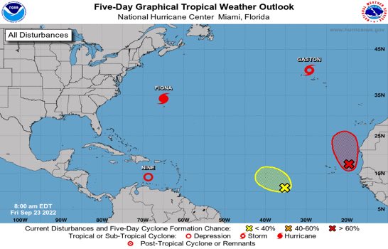 Cinco fenómenos en el Atlántico y el Caribe; uno en ruta a Cuba y Florida como posible huracán