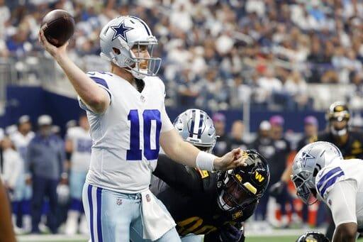 Otra victoria de Cowboys con Rush, vencen a Commanders