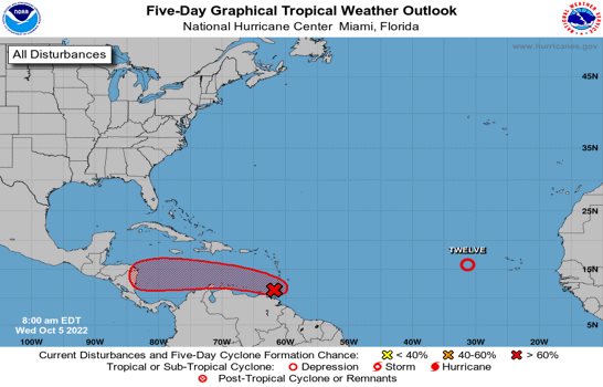 Disturbio que cruzará por mar Caribe con probabilidades de ciclón generará aguaceros sobre RD