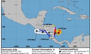 Julia se convierte en hurac&aacute;n en su camino hacia Centroam&eacute;rica