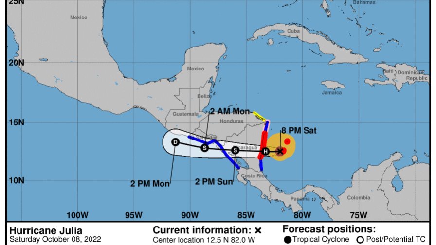 Julia se convierte en huracán en su camino hacia Centroamérica Julia se convierte en huracán en su camino hacia Centroamérica
