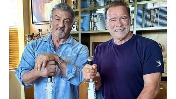 Amigos y acción: la foto de Halloween de Arnold Schwarzenegger y Sylvester Stallone