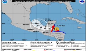 Lisa se convierte en huracán en su camino hacia Belice