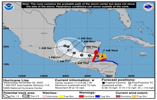 Lisa se convierte en huracán en su camino hacia Belice