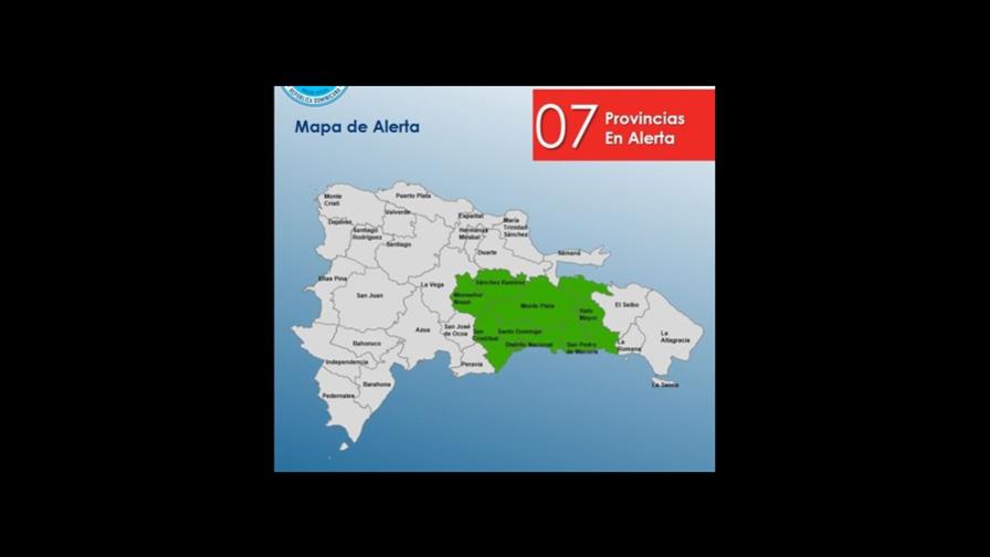 Aumentan a siete las provincias en alerta por aguaceros que se esperan este martes