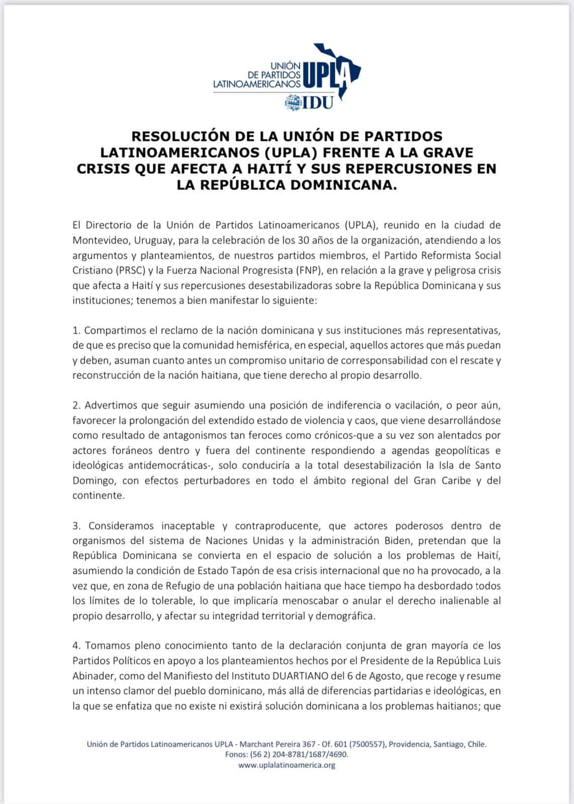 Comunicado de UPLA.