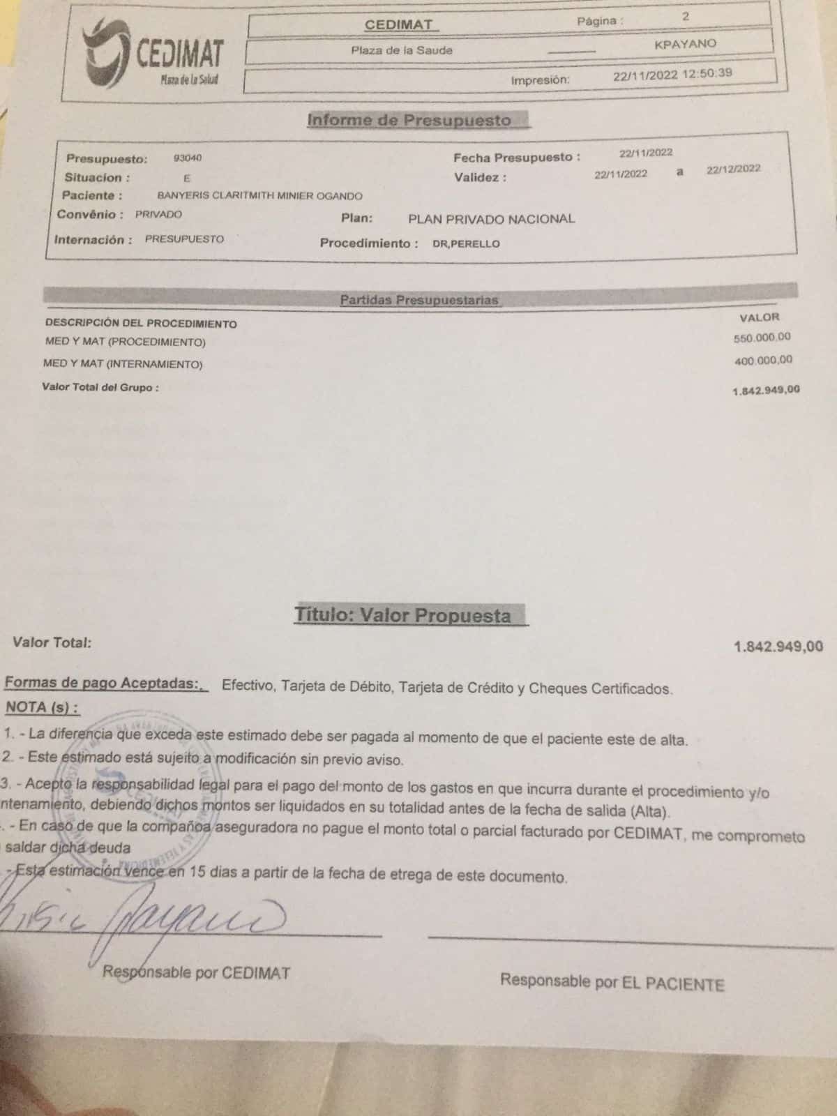 Cotización de la cirugía cardiovascular.