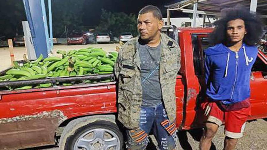 Apresan dos hombres con camioneta cargada de plátanos robados en finca de Valverde