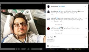 Actor Jeremy Renner compartió foto desde cama de hospital