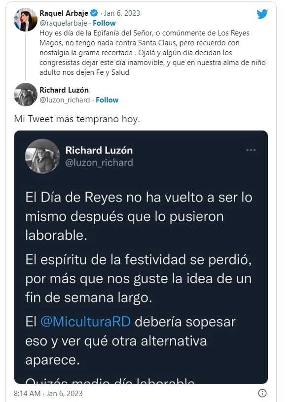 Respuestas al tuit de la primera dama de la República, Raquel Arbaje.