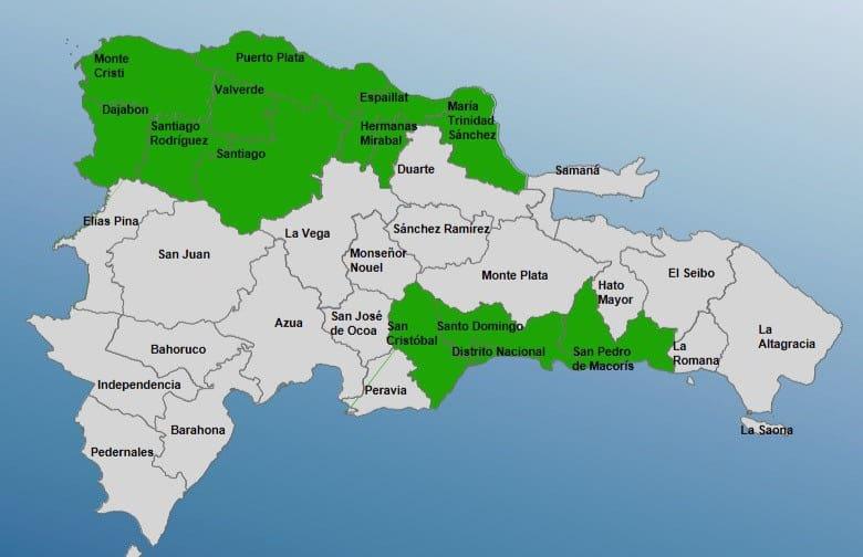 Doce provincias y el Distrito Nacional en alerta verde por vaguada