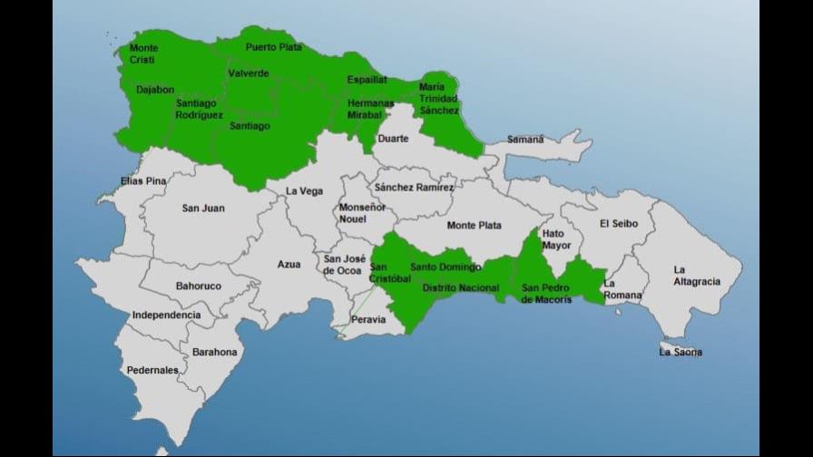 Doce provincias y el Distrito Nacional en alerta verde por vaguada
