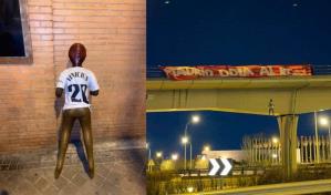 Cuelgan muñeco de Vinicius Junior en puente previo a derbi