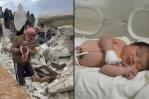 Una recién nacida con el cordón umbilical es hallada con vida en Siria entre los escombros