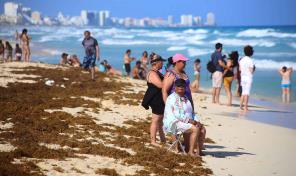 Playas vac&iacute;as y olor insoportable: M&eacute;xico libra dura batalla contra el sargazo