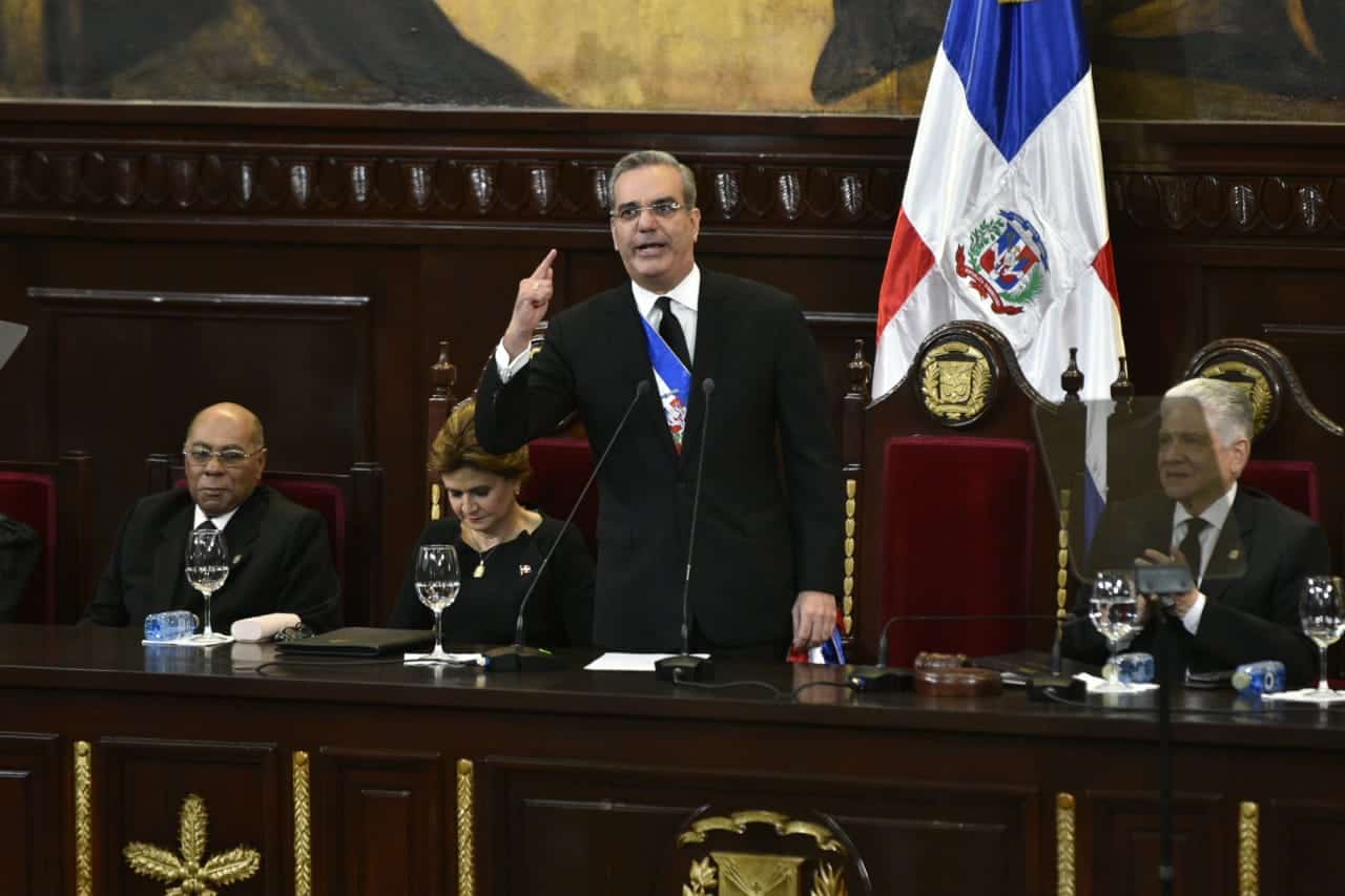 El presidente Luis Abinader durante su discurso de rendición de cuentas.