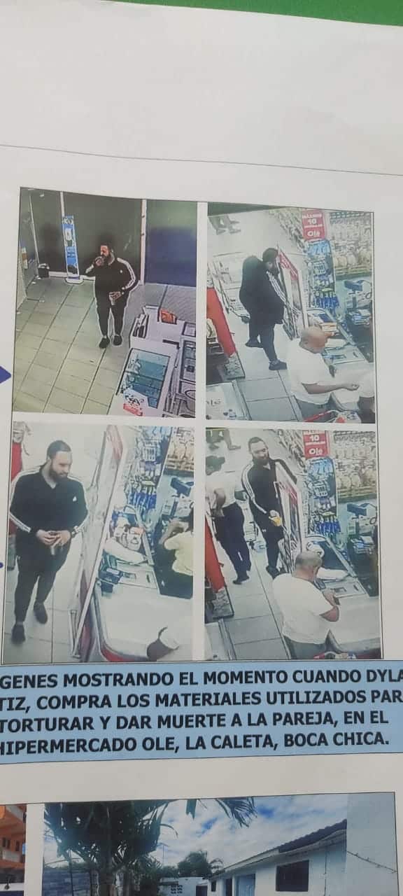 La Policía mostró la imagen de cuando el hombre entra a un supermercado a comprar los materiales utilizados en el crimen.