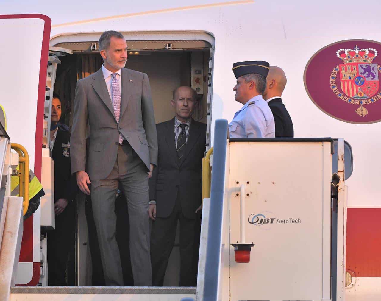 El rey de España, Felipe VI,a su llegada al país para participar en la Cumbre Iberoamericana.