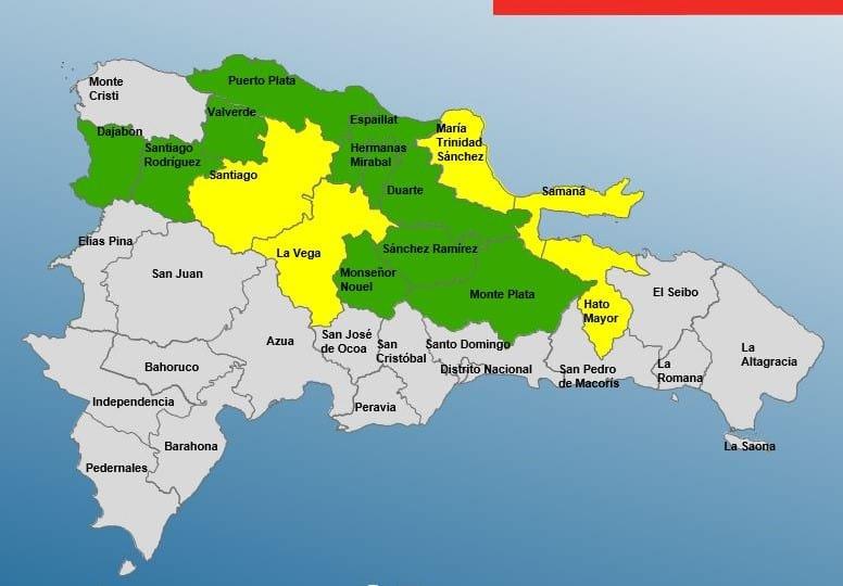 COE emite alerta amarilla para cinco provincias y verde para otras 10, por vaguada