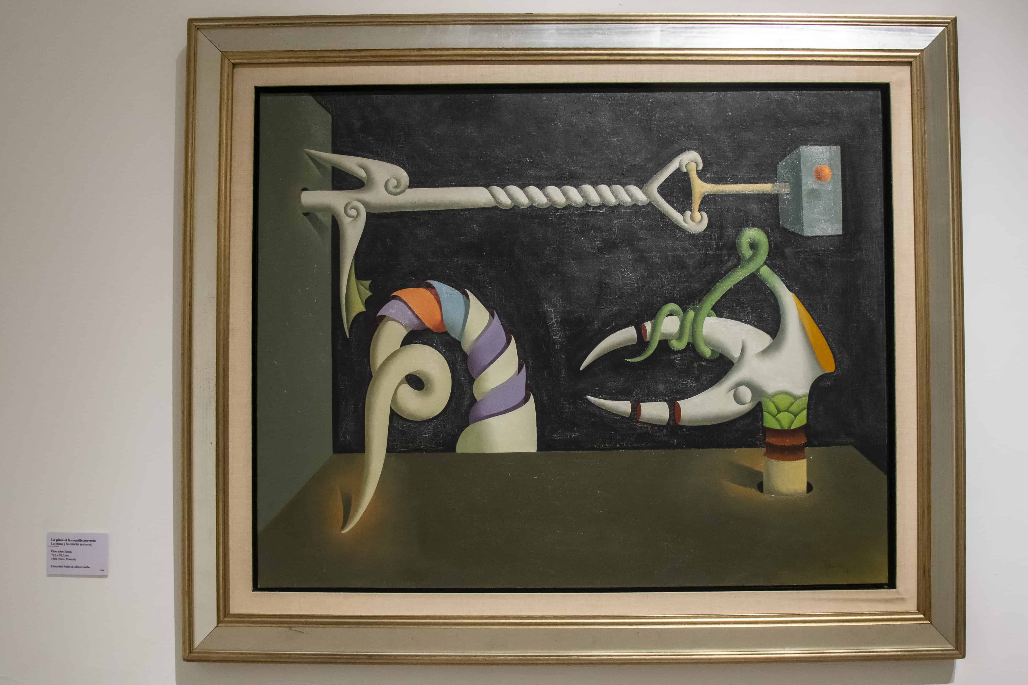 “La pinza y la concha perversa”, óleo sobre lienzo (1969, París) perteneciente a la familia Pedro y Alexis Haché.