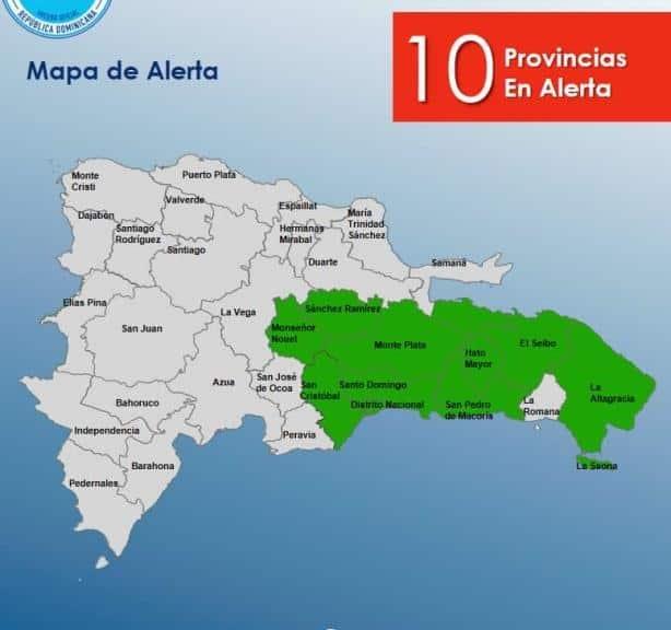 COE reduce a 10 las provincias en alerta verde por vaguada